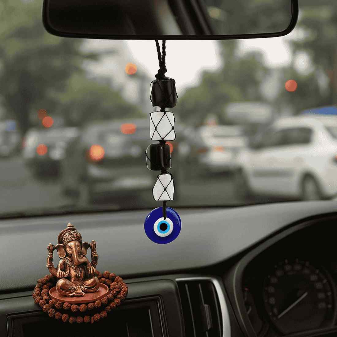 White Aura – Selenite Evil Eye Hanger