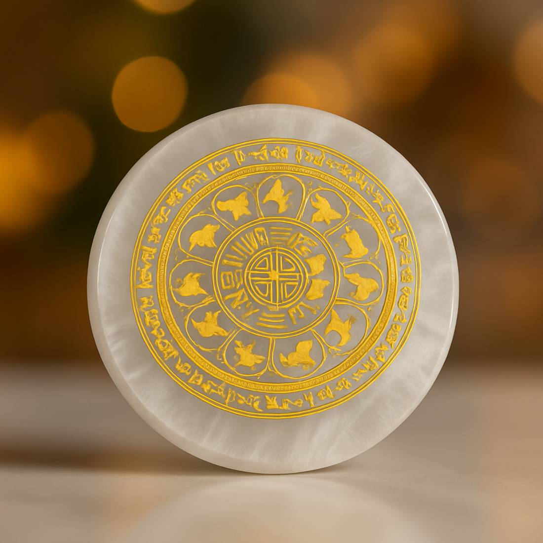 “Cosmic Zodiac Selenite Energy Charging Plate”