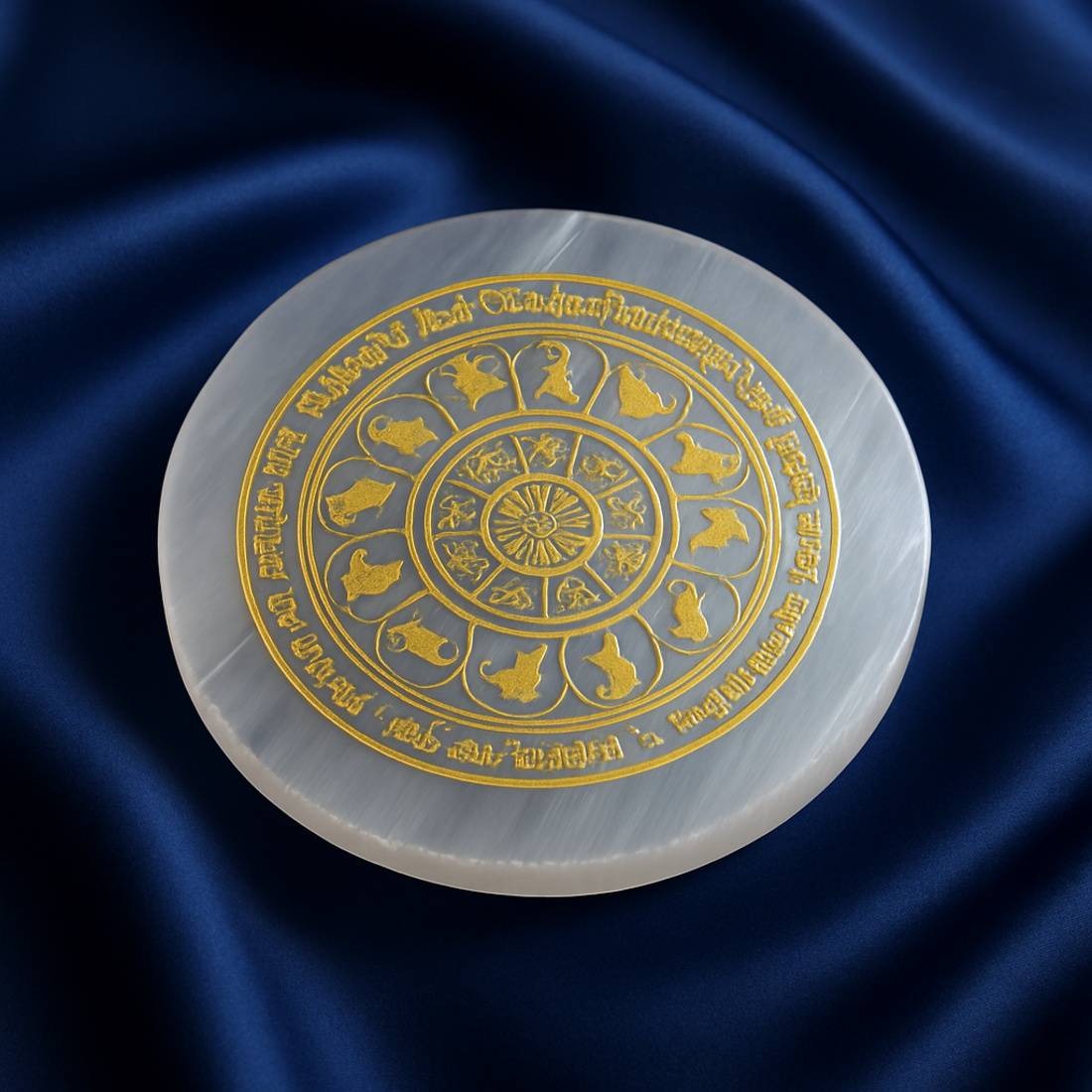 “Cosmic Zodiac Selenite Energy Charging Plate”