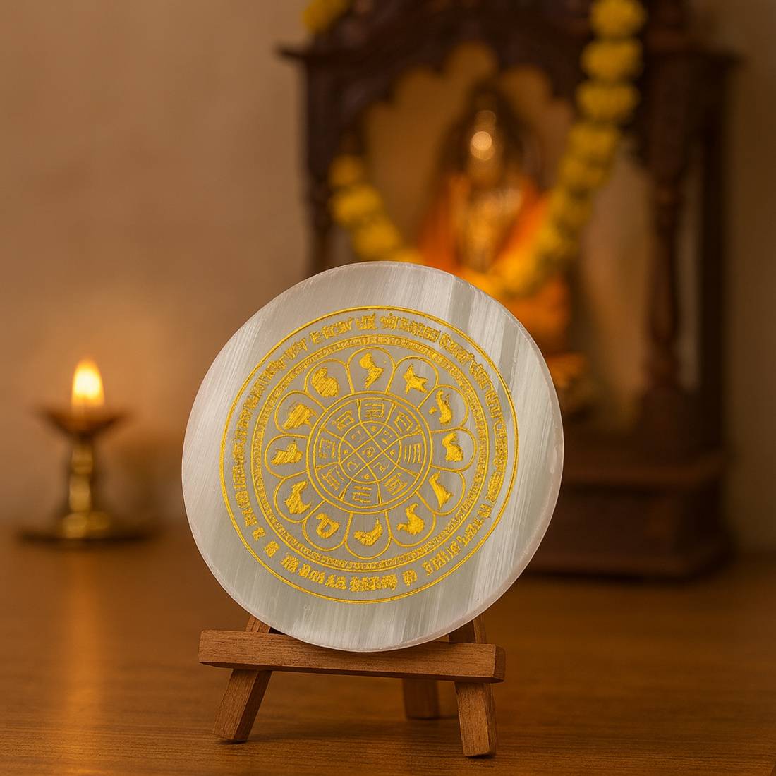 “Cosmic Zodiac Selenite Energy Charging Plate”
