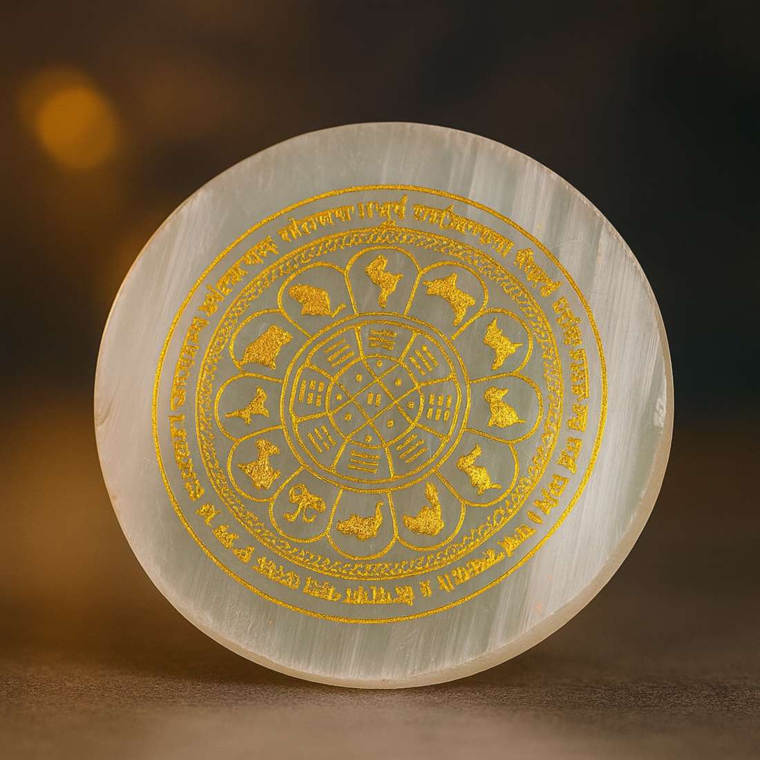 “Cosmic Zodiac Selenite Energy Charging Plate”