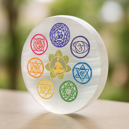 “7-Chakra Aura Reset Selenite Plate”