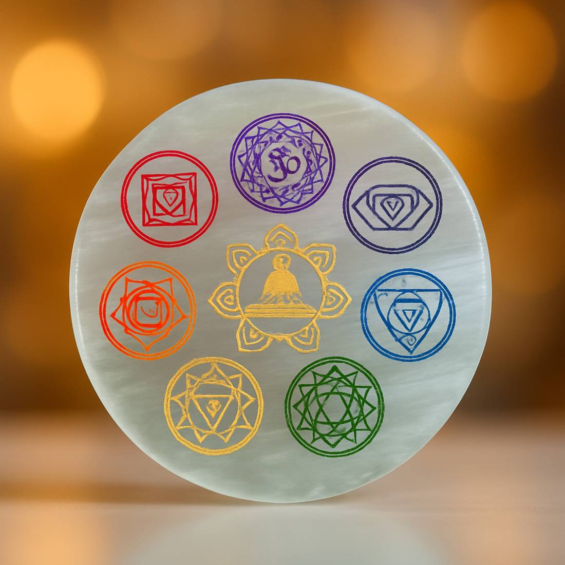 “7-Chakra Aura Reset Selenite Plate”