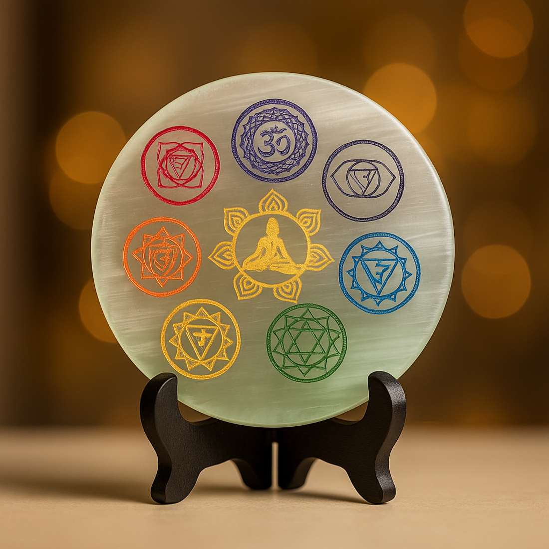 “7-Chakra Aura Reset Selenite Plate”