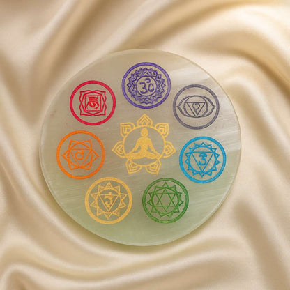 “7-Chakra Aura Reset Selenite Plate”