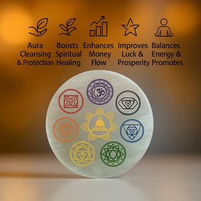 “7-Chakra Aura Reset Selenite Plate”