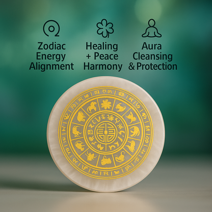 “Cosmic Zodiac Selenite Energy Charging Plate”