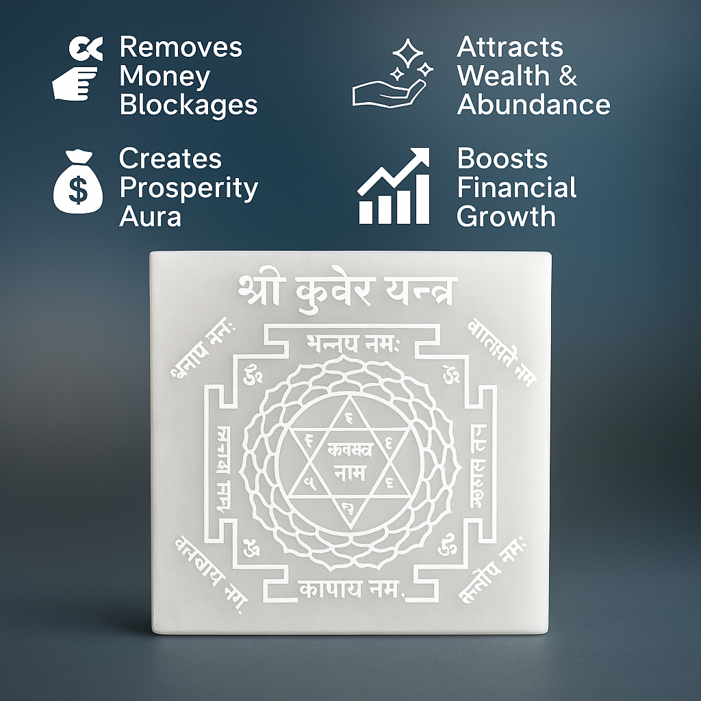 “Kuber Abundance Selenite Wealth Plate”